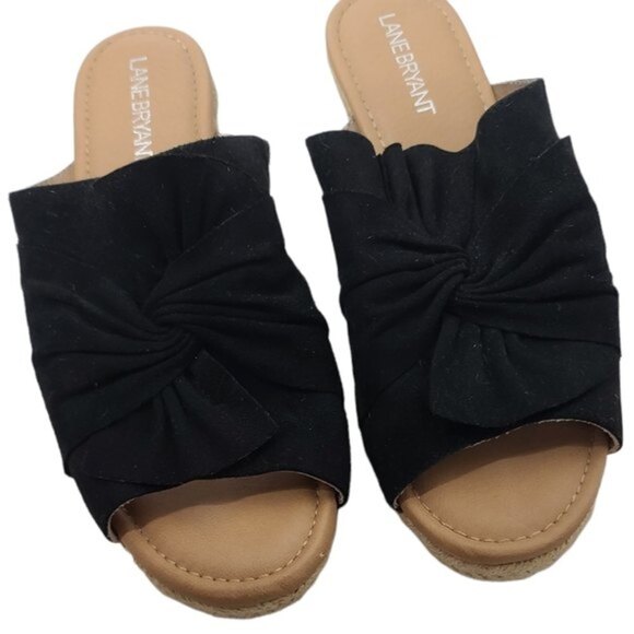 Lane Bryant Black Fabric Espadrilles Wedges 10 - Picture 8 of 12